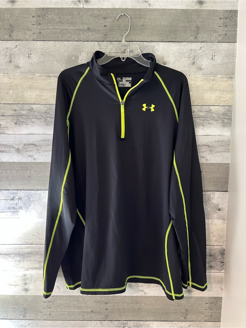 Under Armour Black Performance Half-Zip Pullover with Neon Yellow-Green Trim